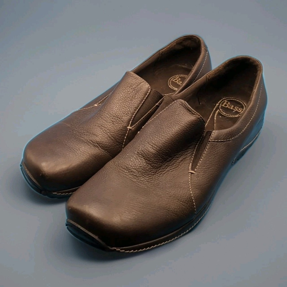 Bass Darcy Womens Brown Leather Slip On Loafers Casual Shoes Size 8.5M s70